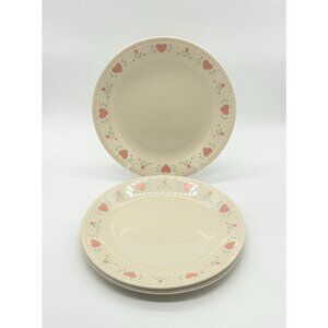 Set Of 4 Vintage Corelle Forever Yours Beige & Pink 10" Dinner Plates With Heart